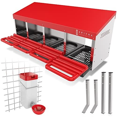 SPITHA Chicken Nesting Boxes - 4 Compartment Poultry Galvanized Stainless