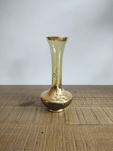 Broche Vintage Années 70 En Métal Doré Et Verre Ambré - Modèle 46 - Léger Défaut