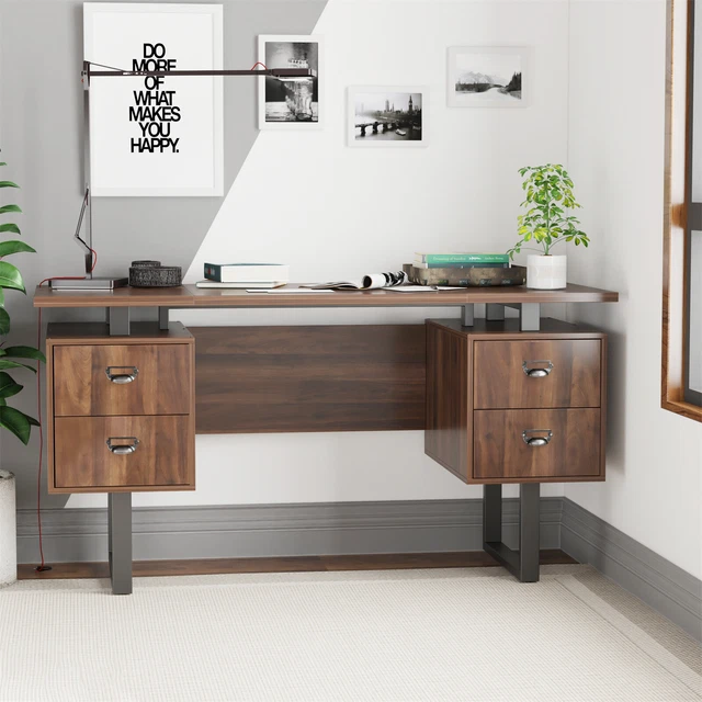 59" Wood Office Desk Computer Table with 4 Drawers Study/Writing for Home Office