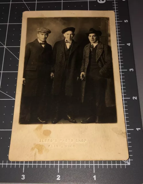 Dapper Handsome Men Friends Man Flint MI Michigan Gay Int Vintage RPPC PHOTO