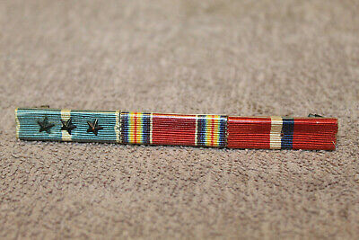 Original WW2 & Korean War U.S. Army Three Place Uniform Ribbon Bar