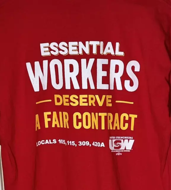 UNITED STEEL WORKERS ESSENTIAL WORKERS FAIR PAY USW T-shirt XL Red Men ...