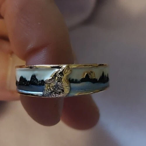 Men's Fashion Call Of The Wild Wolf Ring Gold Colour Size 10
