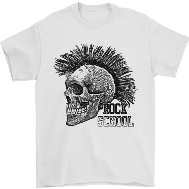 T-shirt da uomo chitarra Rock n Roll Music School Skull 100% cotone