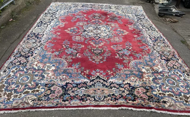 Antiker Kerman Perserteppich Signiert 382x300cm Handgeknüpft Rug Carpet