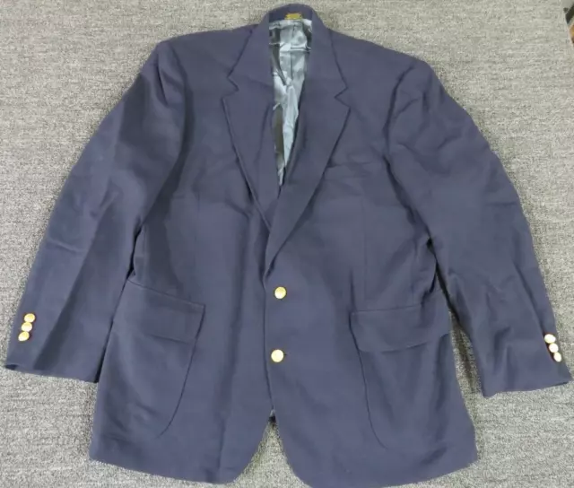 Stafford Blazer Mens 46 Regular Blue 2 Button Wool Blend Jacket Sport Coat