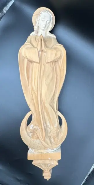 Schnitzerei Holz Figur - betende Madonna - Heiligenfigur - geschnitzt - 61 cm H