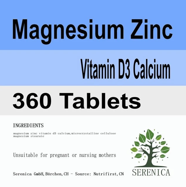 Magnesium Zinc Vitamin D3 Calcium Complex  x 360 Tablets