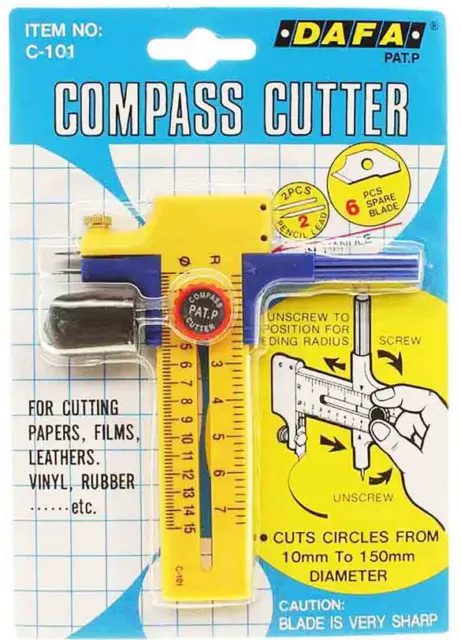 Rotary Compass Circle Cutter Paper Cardboard Rubber Vinyl Leather