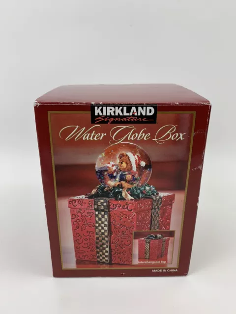 Kirkland Signature Water Globe Box Christmas Snow Interchangeable Top Teddy Bear