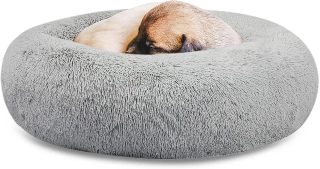 SAVFOX Plush Calming Dog Beds, Donut Dog Bed for Small Dogs, Medium, Large & Dog