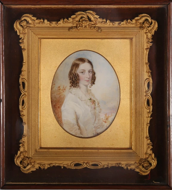 Framed Mid 19th Century Watercolour - Lady in White