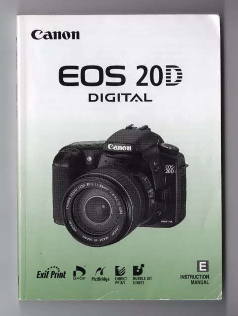 Canon EOS 20D Digital Camera Instruction Book / Manual / User Guide In English