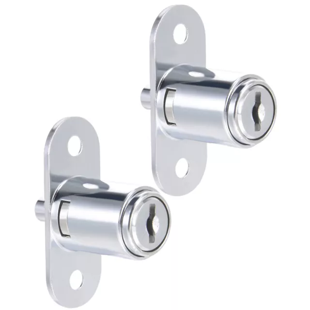 2pcs 19mm Cylinder Dia Zinc Alloy Chrome Finish Plunger Cabinet Lock Keyed Alike