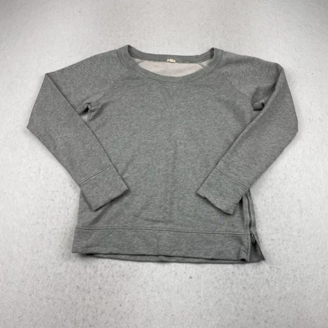 J. Crew Sweatshirt Womens M Crew Neck Raglan Sleeve Zip Side Pullover Gray