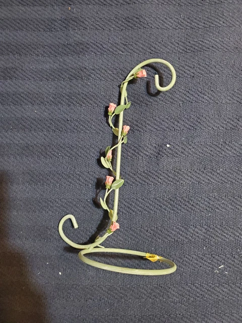 Vintage Plant Hook Bird Cage Decorative Roses bluish Colored Metal Hanger