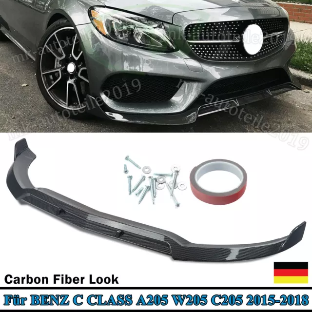 Carbon Schwarz Für Mercedes W205 AMG C63 C205 Frontspoiler Frontansatz B Look