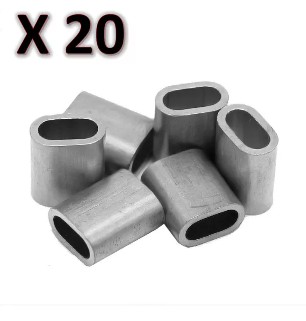 20 x M6 Aluminium Swage Ferrule for 6mm Wire Cable Rope Crimp Crimping