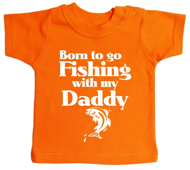 T-shirt Baby Fish ""Born to go Fishing with Daddy"" vestiti da pesca divertenti 11