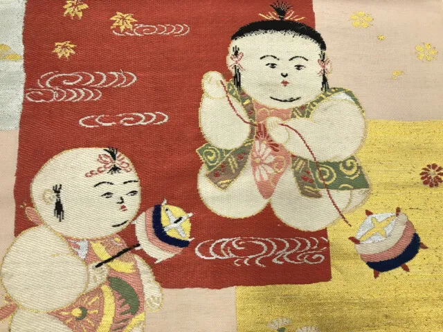6429539: Japanese Kimono / Antique Nagoya Obi / Woven Gosho Doll