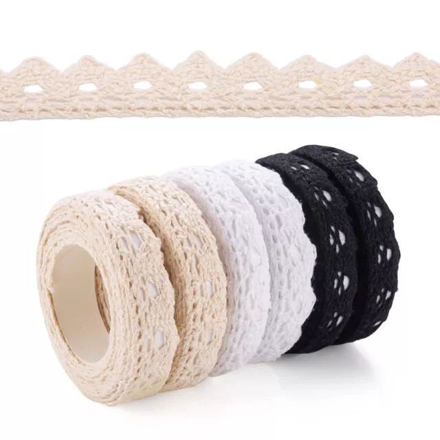 6 rotoli di nastro adesivo in pizzo beige bianco nero vintage decorativo p