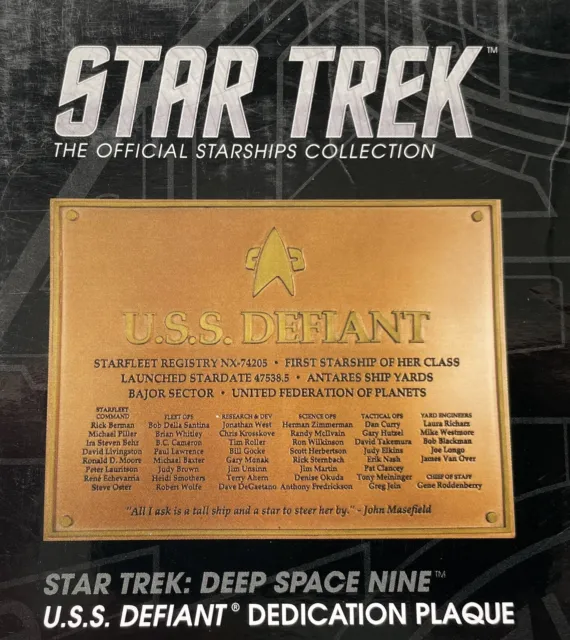 Star Trek Deep Space Nine U.S.S. Defiant Dedication Plaque by Eaglemoss NEW