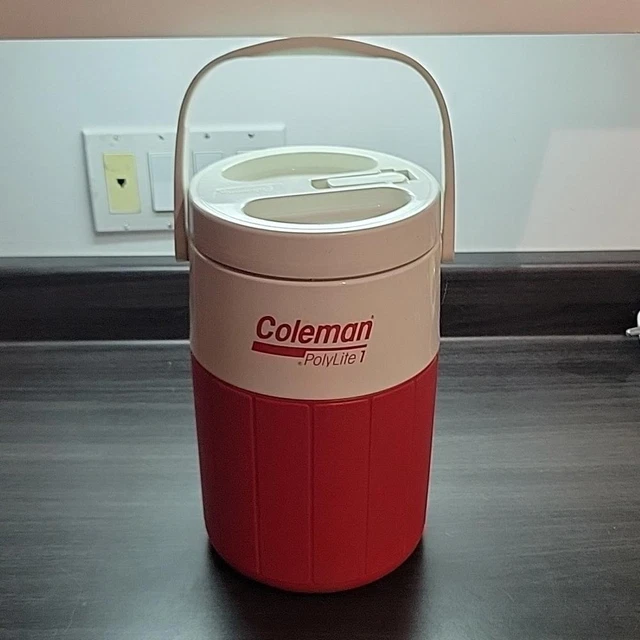 Vintage Coleman Polylite 1 One Gallon Water Cooler Jug #5596 Red  White 1995