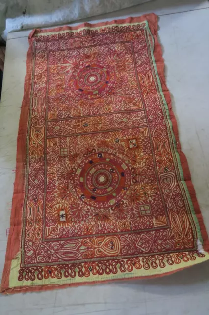 Antique Central Asian or Middle Eastern Hand Embroidered Suzani Cloth 32" x 18"