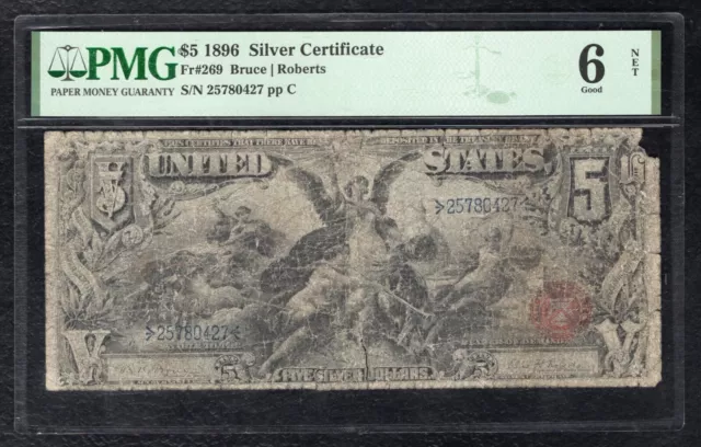 Fr. 269 1896 $5 Five Dollars “Educational” Silver Certificate Note Pmg Good-6