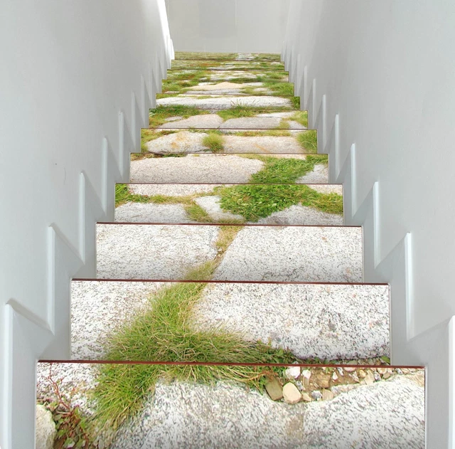 3D GRAY STONE Road A028 Stair Risers Decoration Photo Mural Vinyl ...