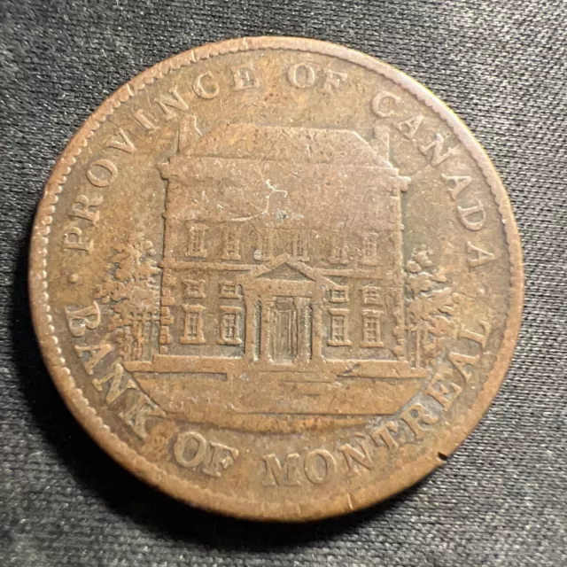 1842 Canada One Penny Bank Token Bank of Montreal Z1047 2