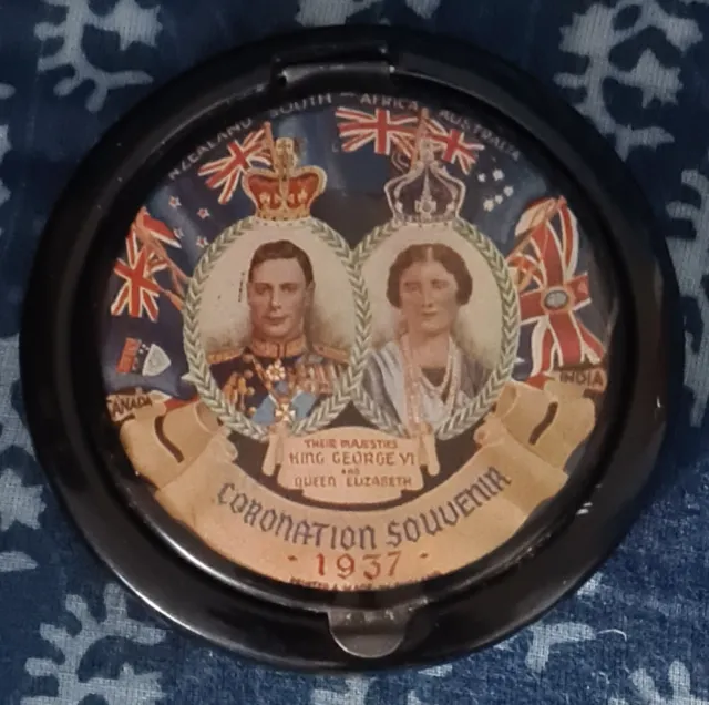 1937 King George VI & Elizabeth Coronation Souvenir Powder Compact Vintage