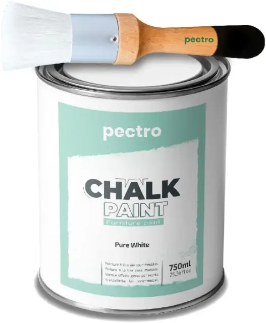 Chalk Paint Vernice a Gesso 750Ml + Pennello Tondo in Legno Pack - Pittura per M