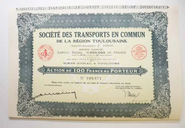 Action ancienne: Sté des transports en commun de Toulouse F.Pons ( 724 )