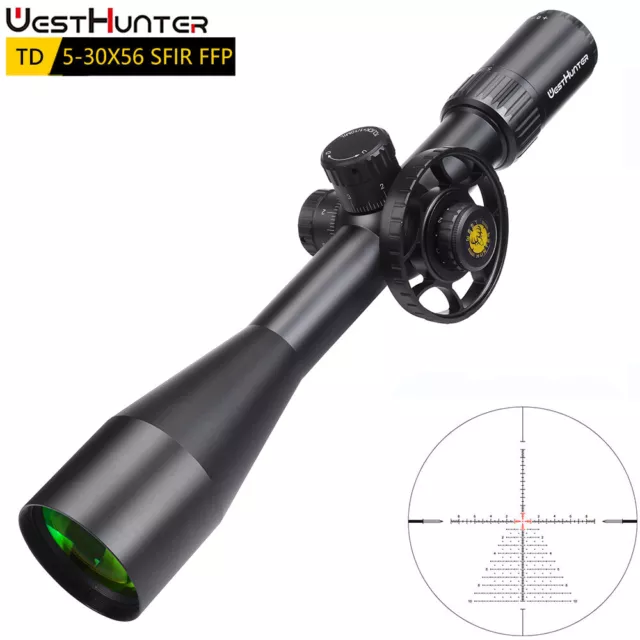 WESTHUNTER TD 5-30X56 SFIR FFP Scope First Focal Plane Riflescope 34mm Zero Stop