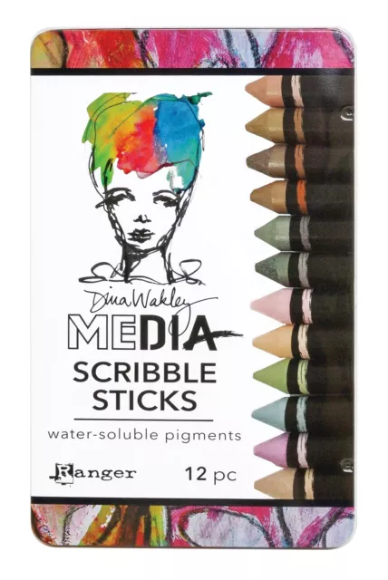 Dina Wakley Media Scribble Sticks 3 12/PkgMDA65944