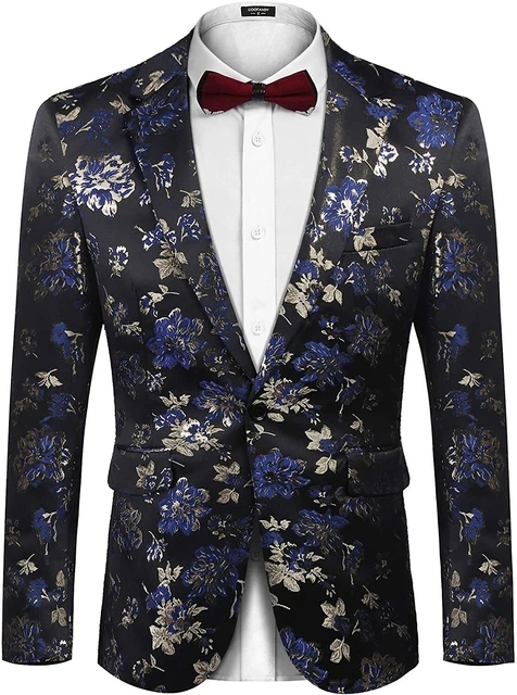 COOFANDY Mens Floral Tuxedo Jackets One Button Stylish Dinner Wedding Party Dres