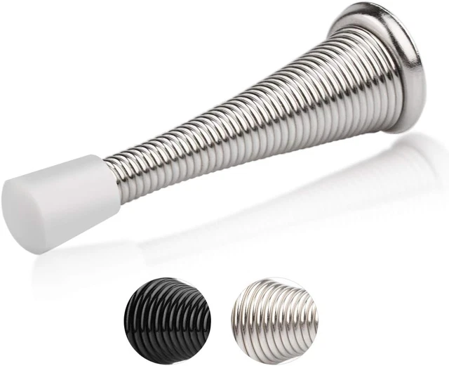 12 Pack Spring Door Stopper with Rubber Bumper Satin Nickel 3-1/8" Flexible Spri