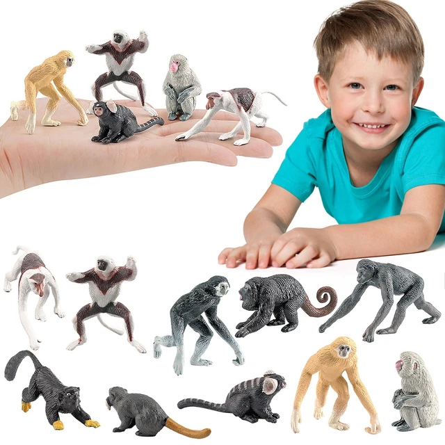 Simulation Zoo Primates Mini Gorillas  Lemurs  Gibbons Animal Ornaments Model
