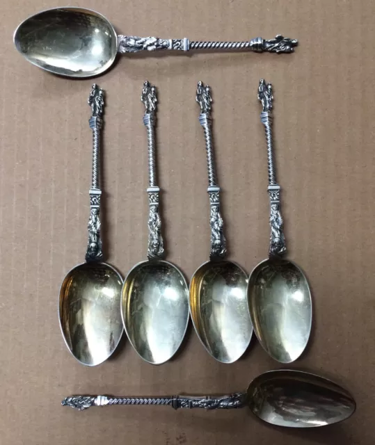 Set of 6 Victorian Sterling Apostle Spoons; Martin, Hall & Co, Sheffield, 1884