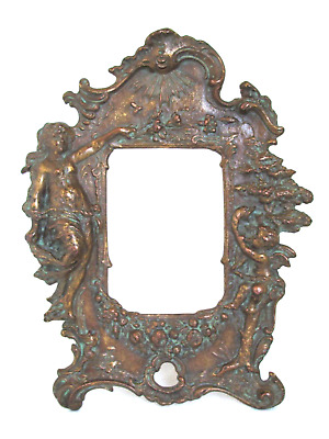 Antique Ornate Iron Victorian Picture Frame 8 1/4" X 12" Gold with Green Accent