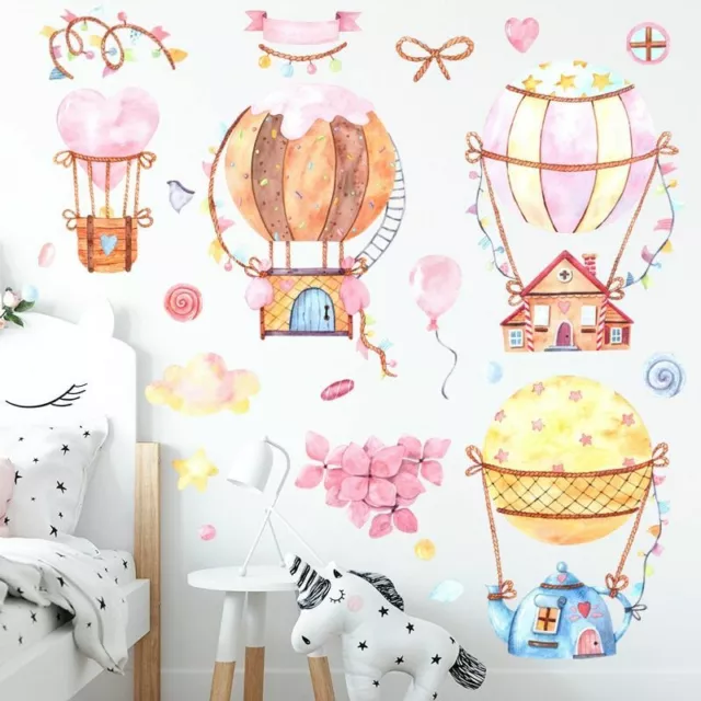 Wall Sticker Cartoon Love Heart Hot Air Balloon Nursery Vinyl Decals Art Murals