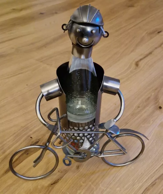 Gilde Weinflaschenhalter Metall Figur Wein Flaschen Halter Fahrradfahrer