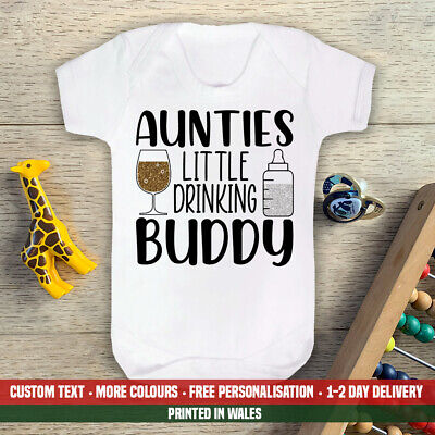 Aunties Little Drinking Buddy Baby Vest Aunt Niece Sister Wine Grow Gift Set