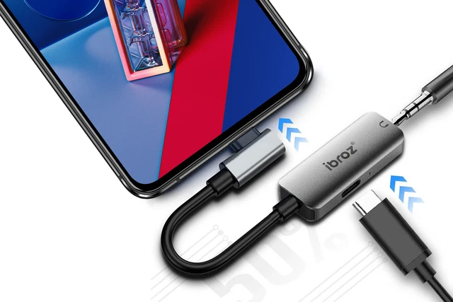 Ibroz Adaptateur USB Type C / Jack  audio 3.5mm + Fast  Charge 18W
