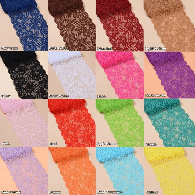 15cm Wide Elastic Stretch Lace Trim Ribbon Fabric Crafts Sewing DIY 5 or 10 Yard