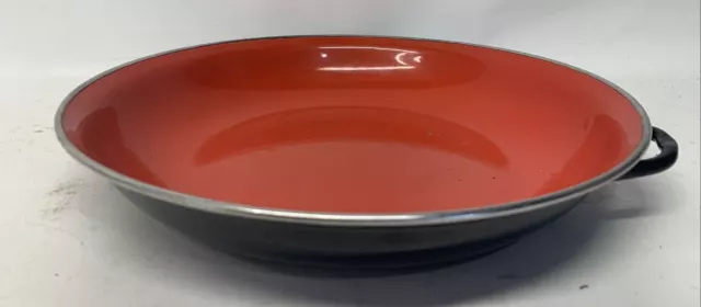 Vintage Red Emo Celje Enamel 10.5" Saute Pan Made in Yugoslavia 