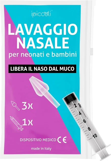 Rino Set Lavaggio Nasale - Kit Pulizia Naso Con Siringa E Olive Made In Italy