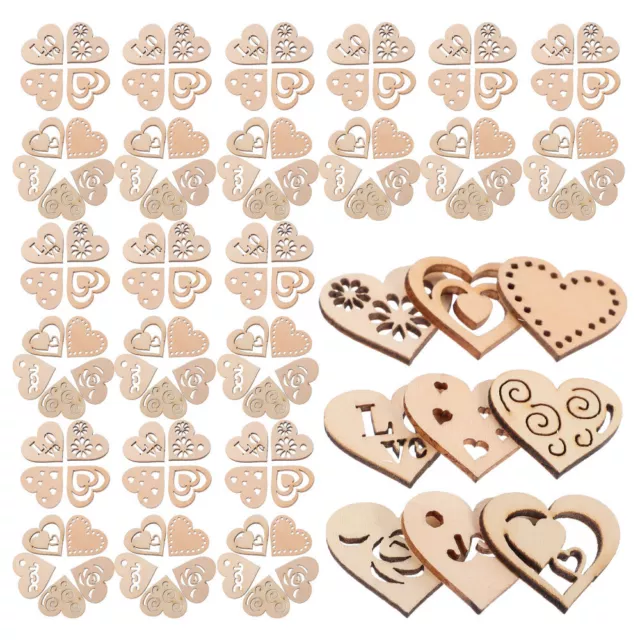 Love Wood Chips Wooden Craft Ornaments Heart Slices Small Letters for Crafts