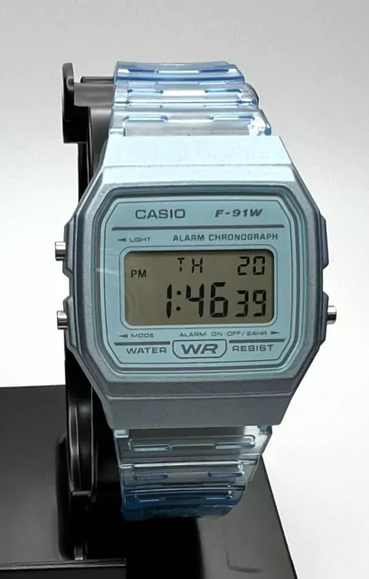 Casio Digital Mens Watch Classic Daily Alarm F91WS-2 Blue F91WS F91 New w box